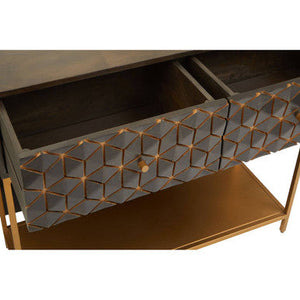 Patna Grey Finish Mango Wood Console Table with Drawers – detail 2