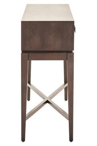 Dimaro Antique Grey Finish 2 Drawer Console Table – close-up