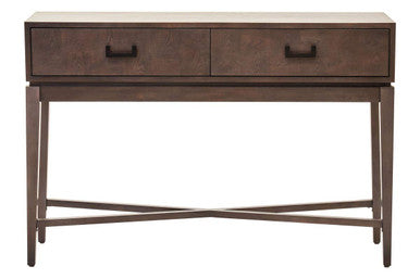 Dimaro Antique Grey Finish 2 Drawer Console Table – side view