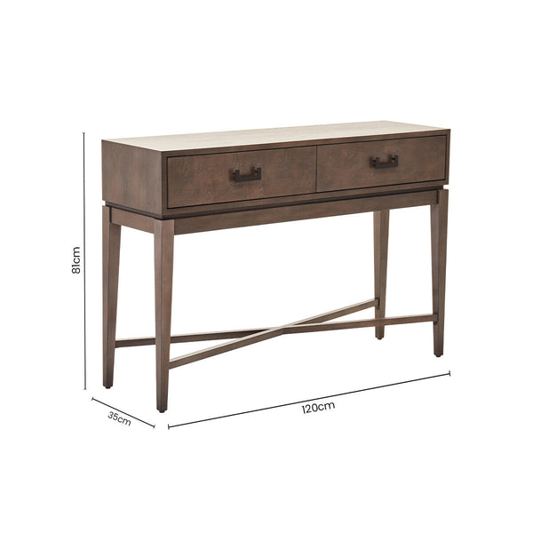 Dimaro Antique Grey Finish 2 Drawer Console Table – angle view 2