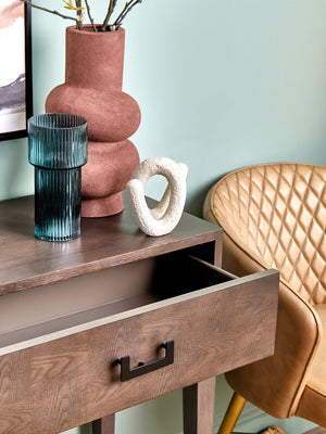 Dimaro Antique Grey Finish 2 Drawer Console Table – side view 2