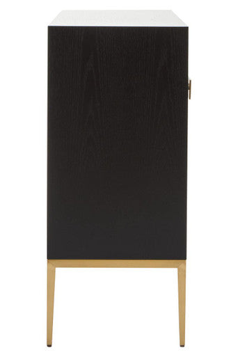Davoli Black and Grey Wood Effect Sideboard with Gold Finish Base – dimensions