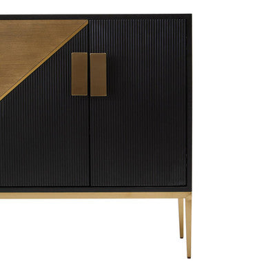 Davoli Black and Grey Wood Effect Sideboard with Gold Finish Base – detail 2