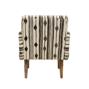 Cefena Black and White Ikat Design Accent Chair – close-up