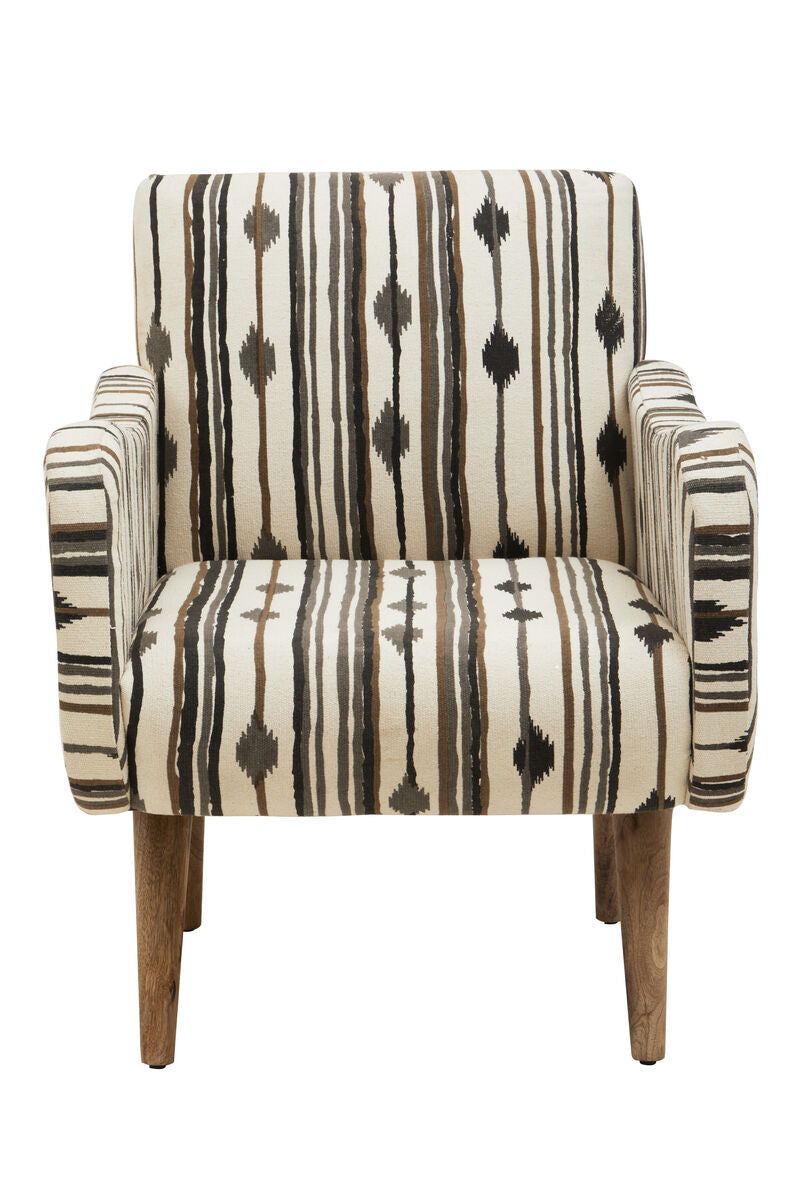 Cefena Black and White Ikat Design Accent Chair