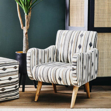 Cefena Black and White Ikat Design Accent Chair – detail