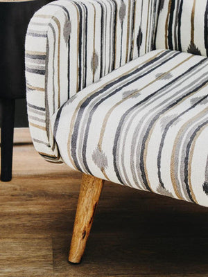Cefena Black and White Ikat Design Accent Chair – back view