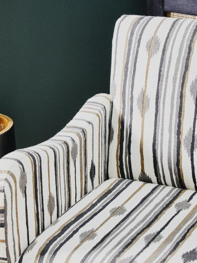 Cefena Black and White Ikat Design Accent Chair – angle view