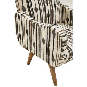 Cefena Black and White Ikat Design Accent Chair – in room setting 2