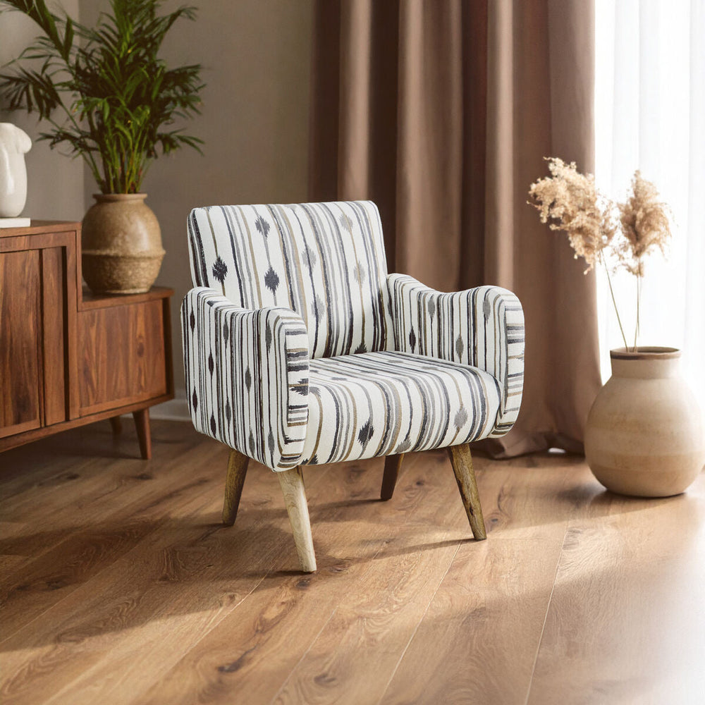 Cefena Black and White Ikat Design Accent Chair