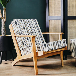 Cefena Black and White Fabric Armchair