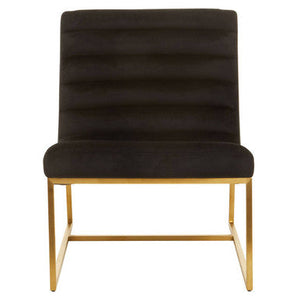 Vogue Black Velvet Channel Tufting Lounge Chair – side view