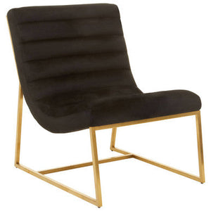 Vogue Black Velvet Channel Tufting Lounge Chair – detail