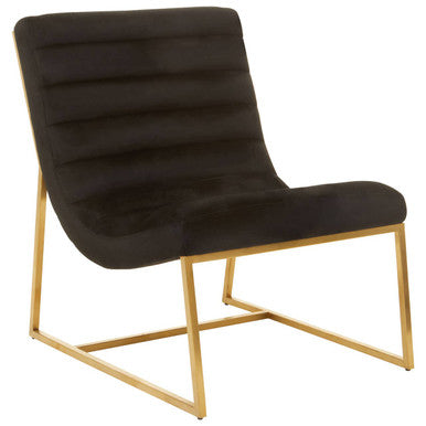 Vogue Black Velvet Channel Tufting Lounge Chair – detail