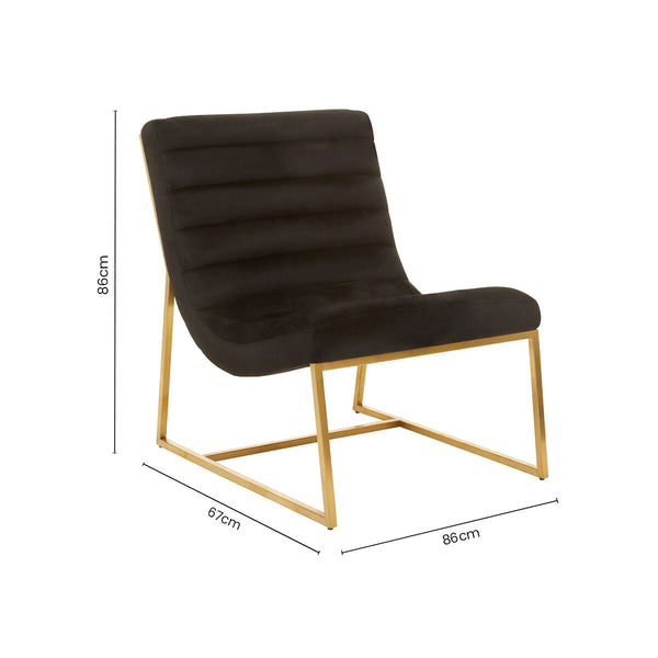 Vogue Black Velvet Channel Tufting Lounge Chair – detail 2