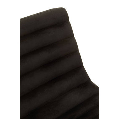 Vogue Black Velvet Channel Tufting Lounge Chair – back view