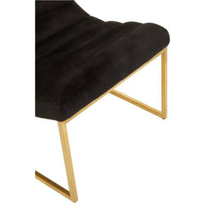 Vogue Black Velvet Channel Tufting Lounge Chair – angle view