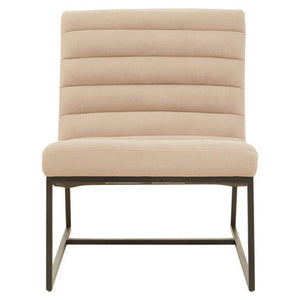 Vogue Ivory Velvet Channel Tufting Lounge Chair – side view