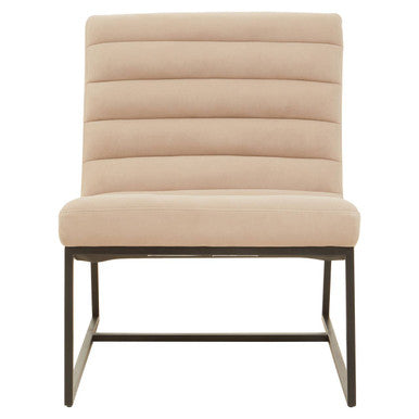 Vogue Ivory Velvet Channel Tufting Lounge Chair – side view