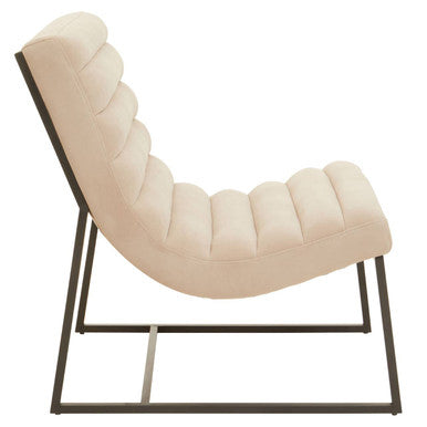 Vogue Ivory Velvet Channel Tufting Lounge Chair – in room setting