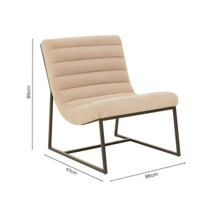 Vogue Ivory Velvet Channel Tufting Lounge Chair – dimensions 2