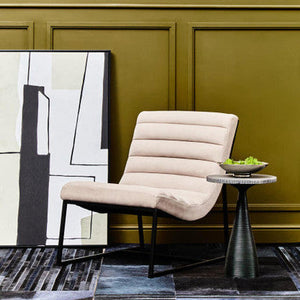 Vogue Ivory Velvet Channel Tufting Lounge Chair – detail