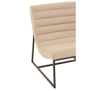 Vogue Ivory Velvet Channel Tufting Lounge Chair – side view 2
