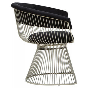 Vogue Black Velvet Chair with Silver Finish Frame – in room setting