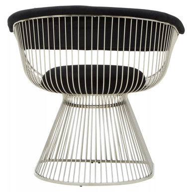 Vogue Black Velvet Chair with Silver Finish Frame – dimensions