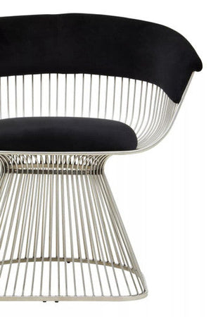 Vogue Black Velvet Chair with Silver Finish Frame – close-up