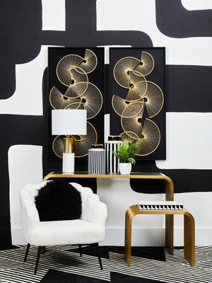 Vogue Clear Glass Console Table with Slatted Matt Gold Frame – detail