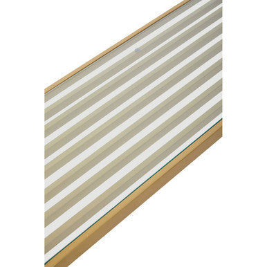Vogue Clear Glass Console Table with Slatted Matt Gold Frame – side view 2