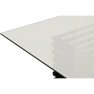 Vogue Clear Glass Dining Table with Slatted Matt Black Base – dimensions