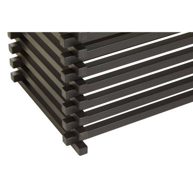 Vogue Clear Glass Dining Table with Slatted Matt Black Base – back view