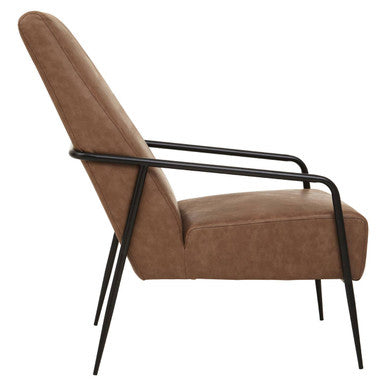 Hoxton Brown Leather Chair With Tapered Back.