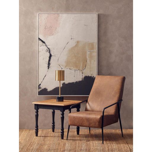Hoxton Brown Leather Chair With Tapered Back.
