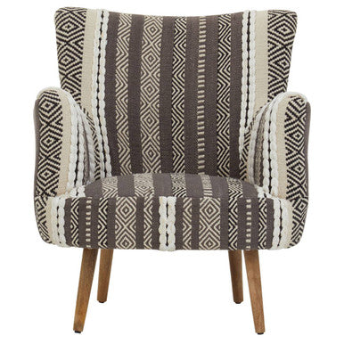 Cefena Grey and White Textured Fabric Chair