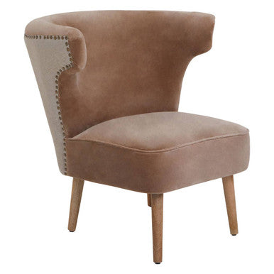 Cefena Mink Velvet and Natural Linen Chair – in room setting