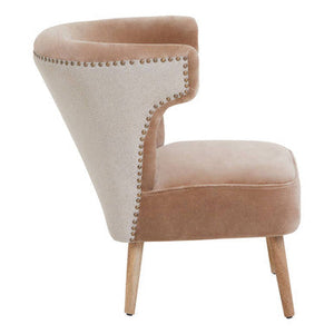 Cefena Mink Velvet and Natural Linen Chair – dimensions