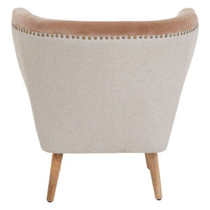 Cefena Mink Velvet and Natural Linen Chair – close-up