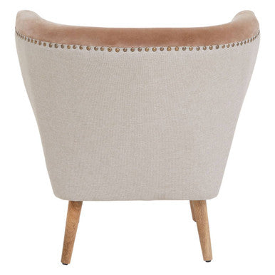 Cefena Mink Velvet and Natural Linen Chair – close-up