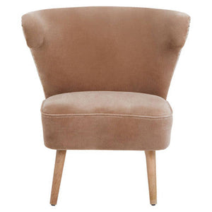 Cefena Mink Velvet and Natural Linen Chair – side view
