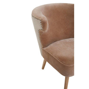 Cefena Mink Velvet and Natural Linen Chair – side view 2