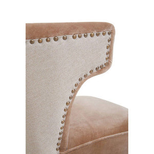 Cefena Mink Velvet and Natural Linen Chair – in room setting 2