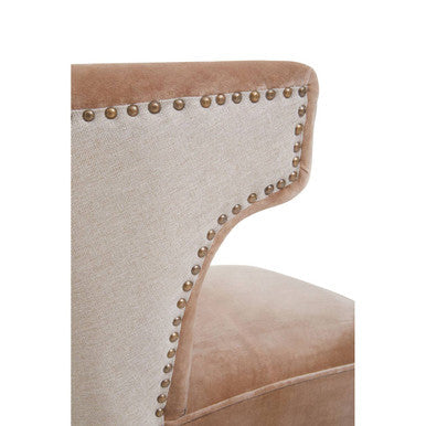 Cefena Mink Velvet and Natural Linen Chair – in room setting 2