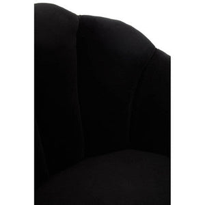 Cefena Black Scalloped Chair with Peacock Printed Back – side view 2