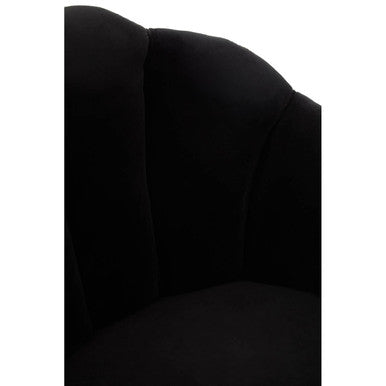 Cefena Black Scalloped Chair with Peacock Printed Back – side view 2