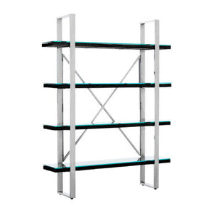 Kerala Black Recycled Wood and Glass 4 Tier Shelf Unit – detail