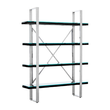 Kerala Black Recycled Wood and Glass 4 Tier Shelf Unit – detail