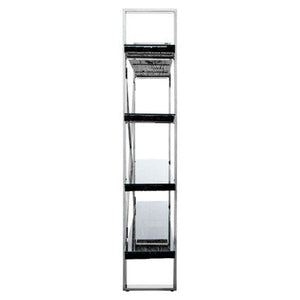 Kerala Black Recycled Wood and Glass 4 Tier Shelf Unit – in room setting